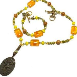 Handmade Jewelry Set by Surdigirl - Palm Tree, Glass, Acrylic